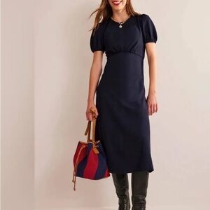 Boden Nancy Ponte Puff Sleeve Viscose Jersey Midi Dress